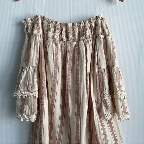 🆕 Altar’d State off the shoulder boho long sleeve dress striped size small NWT - Picture 10 of 11